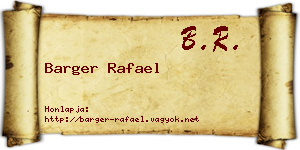 Barger Rafael névjegykártya